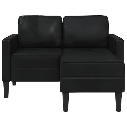 Divano a 2 posti con chaise longue a L nero 125cm in similpelle