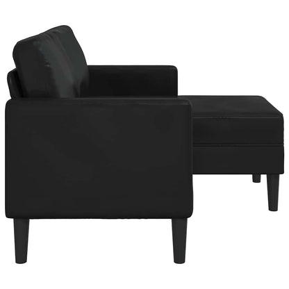 Divano a 2 posti con chaise longue a L nero 125 cm in similpelle