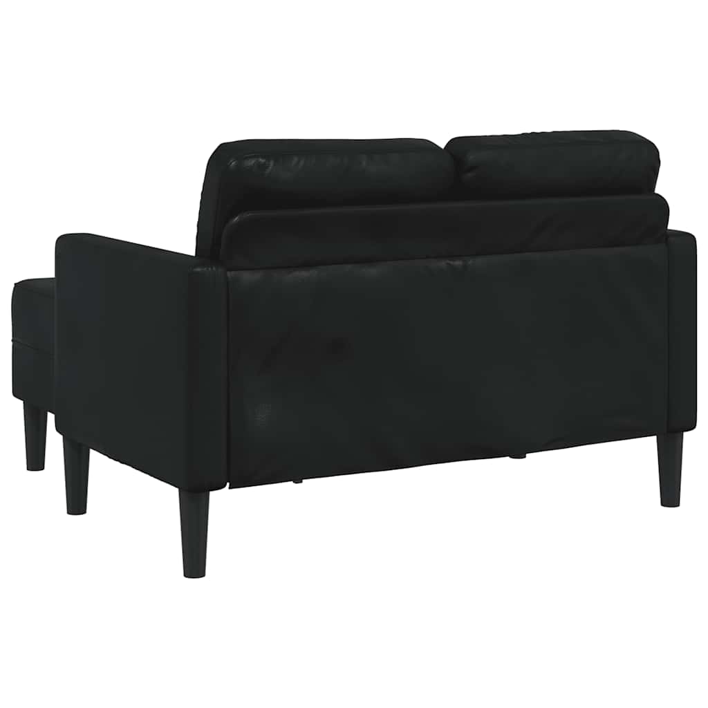 Divano a 2 posti con chaise longue a L nero 125 cm in similpelle - homemem39