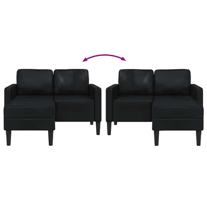 Divano a 2 posti con chaise longue a L nero 125 cm in similpelle