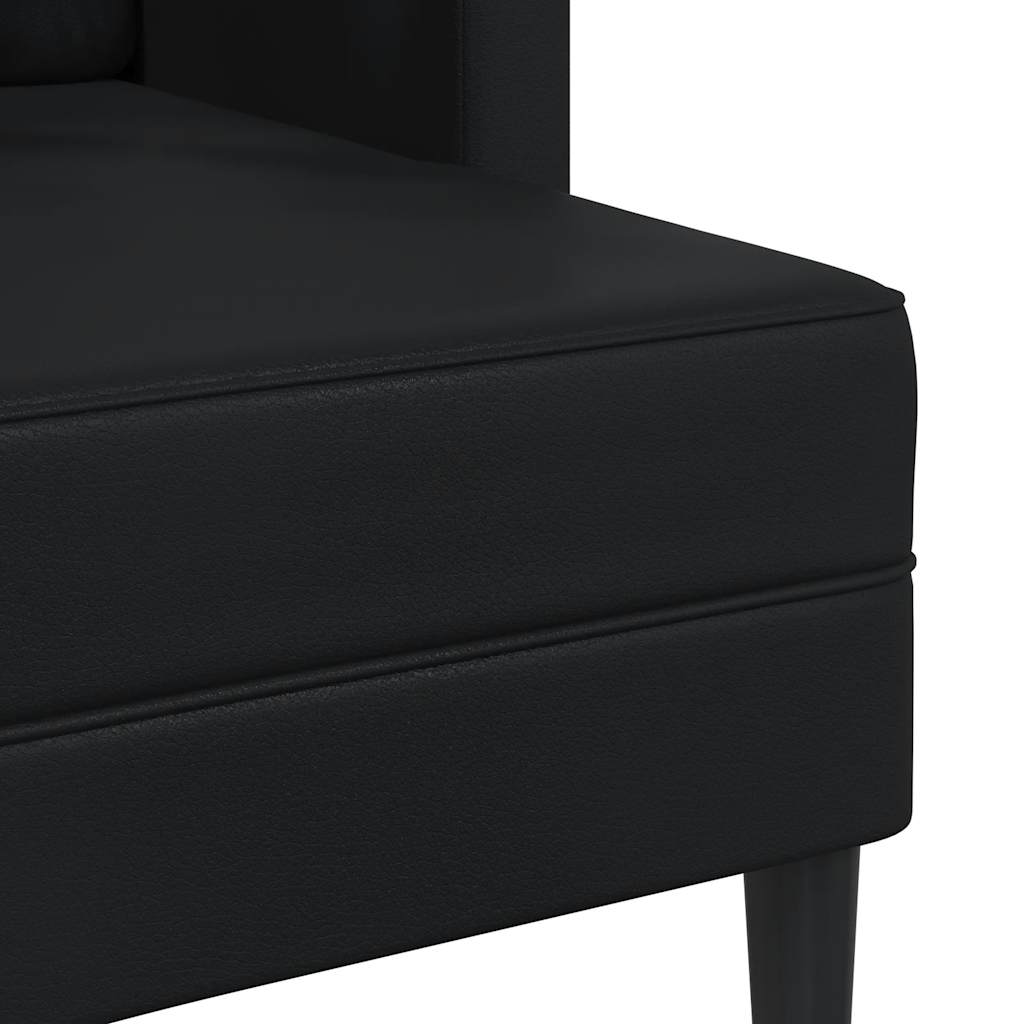 Divano a 2 posti con chaise longue a L nero 125cm in similpelle