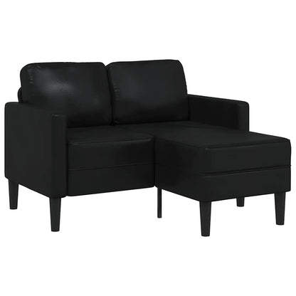 Divano a 2 posti con chaise longue a L nero 125 cm in similpelle