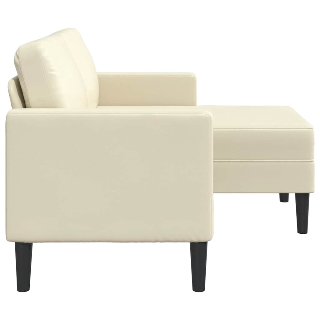 Divano 2 Posti con Chaise longue a L Crema 125 cm in Similpelle | homemem39