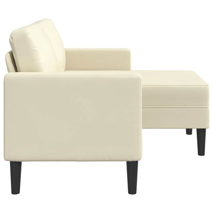 Divano 2 Posti con Chaise longue a L Crema 125 cm in Similpelle | homemem39