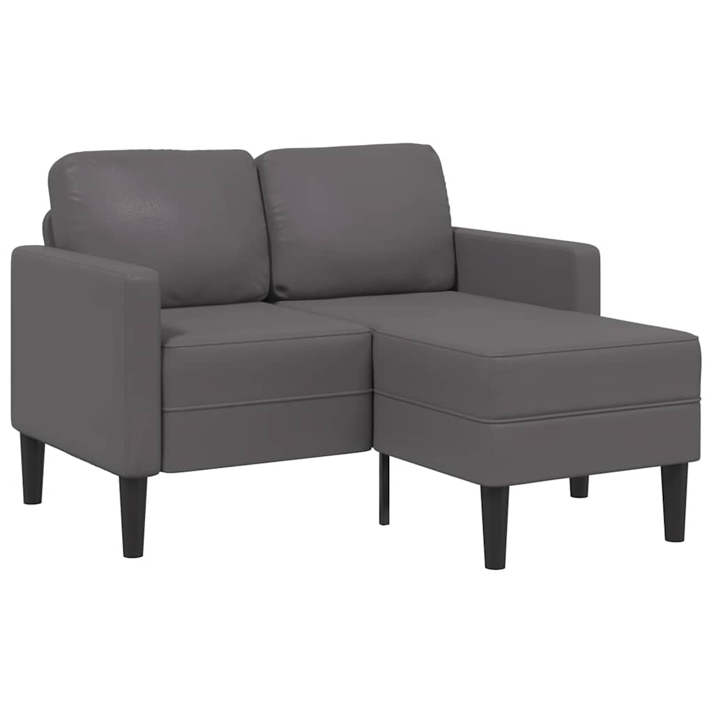 Divano 2 Posti con Chaise longue a L Grigio 125cm in Similpelle