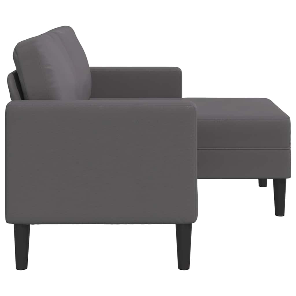 Divano 2 Posti con Chaise longue a L Grigio 125cm in Similpelle
