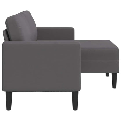 Divano 2 Posti con Chaise longue a L Grigio 125cm in Similpelle