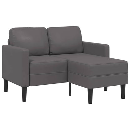 Divano 2 Posti con Chaise longue a L Grigio 125cm in Similpelle