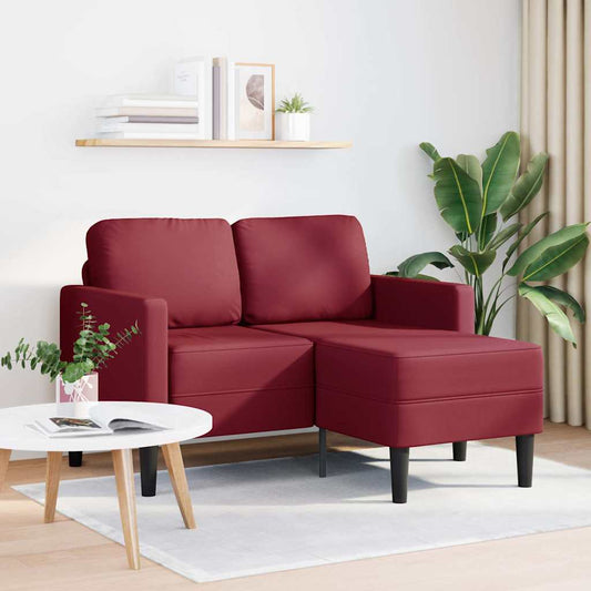 Divano 2 Posti con Chaise a L Rosso Vino 125 cm in Similpelle | homemem39