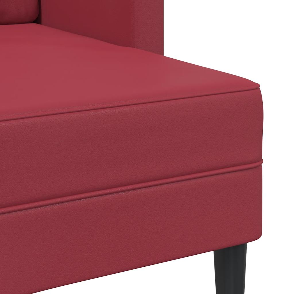 Divano 2 Posti con Chaise a L Rosso Vino 125 cm in Similpelle - homemem39