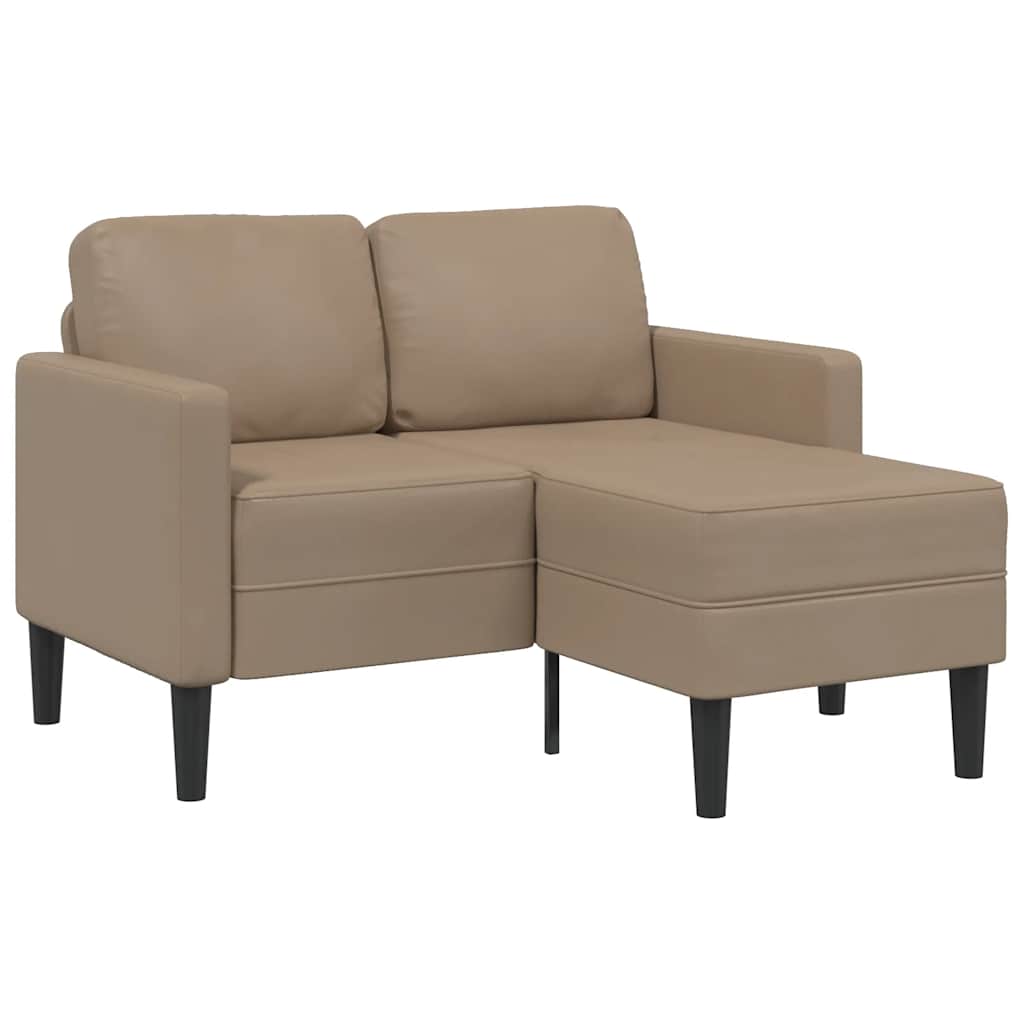Divano 2 Posti con Chaise a L Cappuccino 125 cm in Similpelle | homemem39