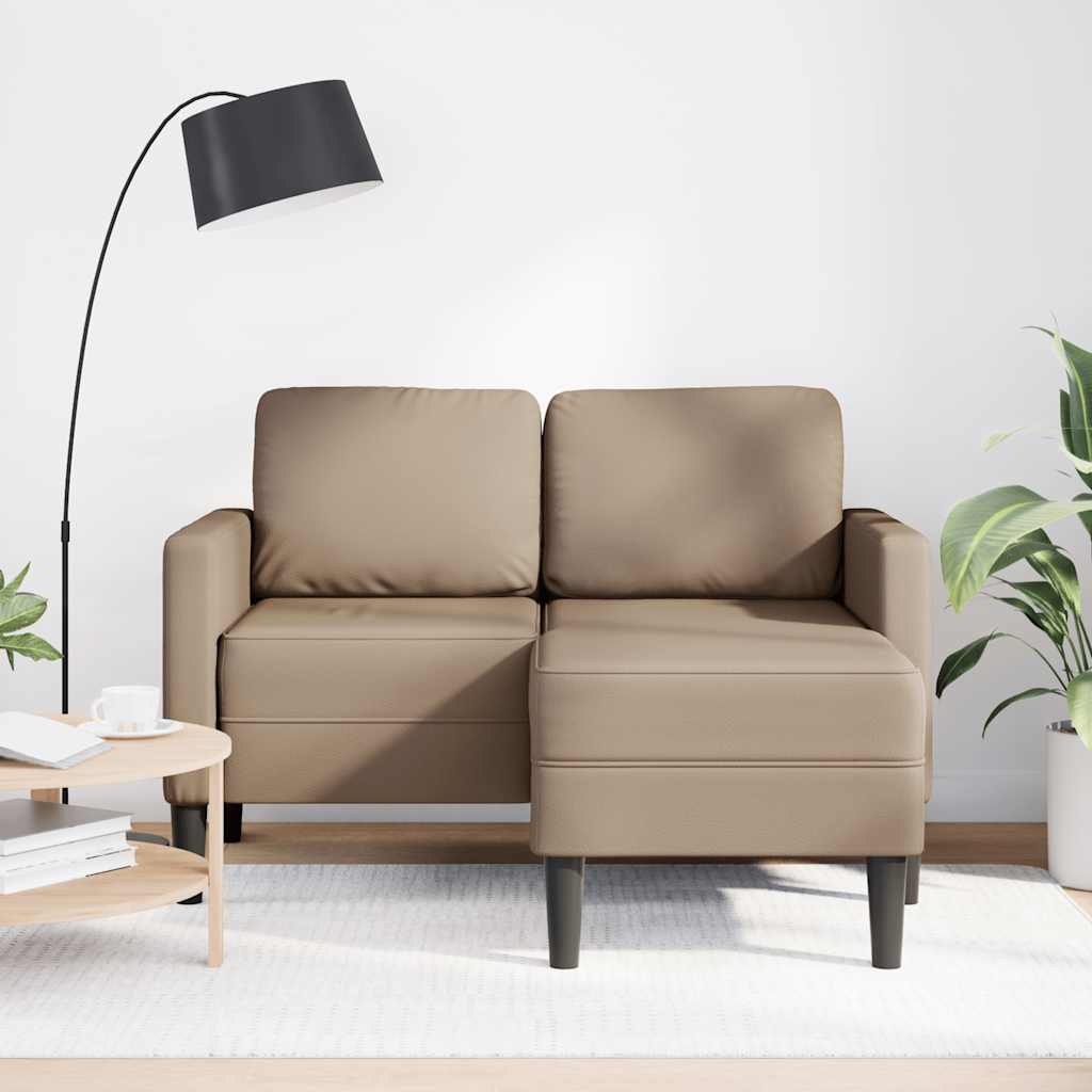 Divano 2 Posti con Chaise a L Cappuccino 125 cm in Similpelle | homemem39