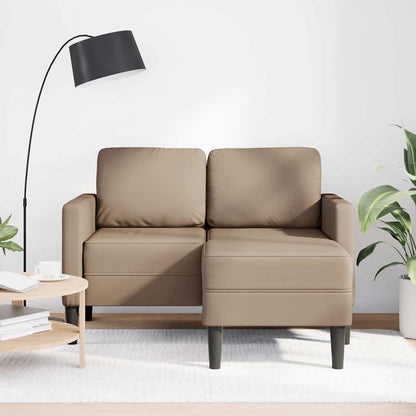 Divano 2 Posti con Chaise a L Cappuccino 125 cm in Similpelle | homemem39