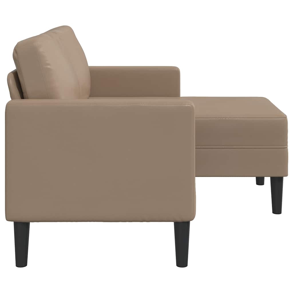 Divano 2 Posti con Chaise a L Cappuccino 125 cm in Similpelle | homemem39