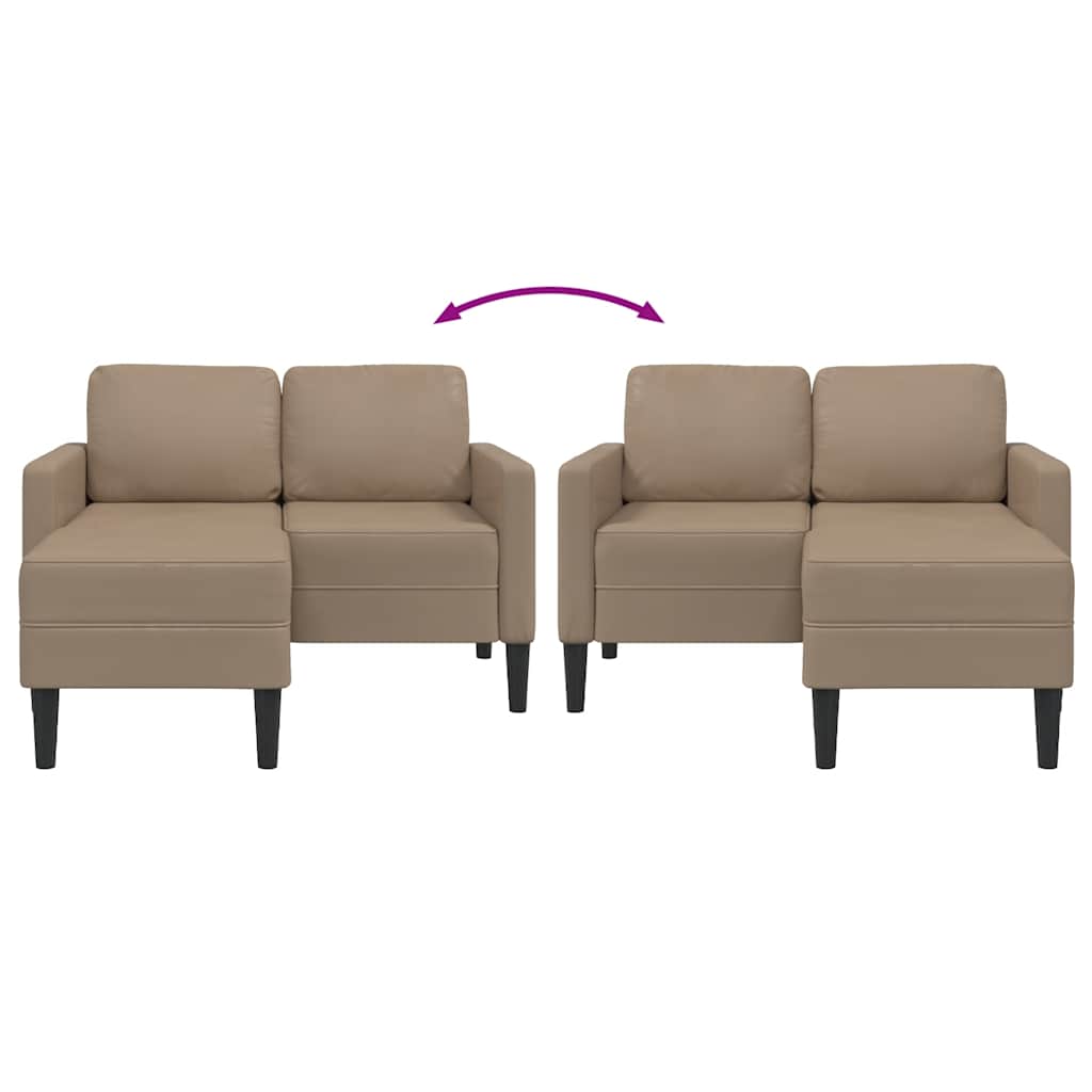 Divano 2 Posti con Chaise a L Cappuccino 125 cm in Similpelle | homemem39