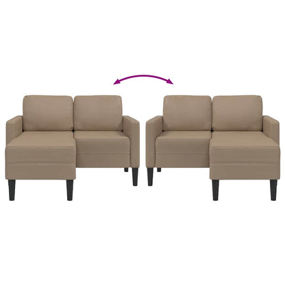 Divano 2 Posti con Chaise a L Cappuccino 125 cm in Similpelle | homemem39