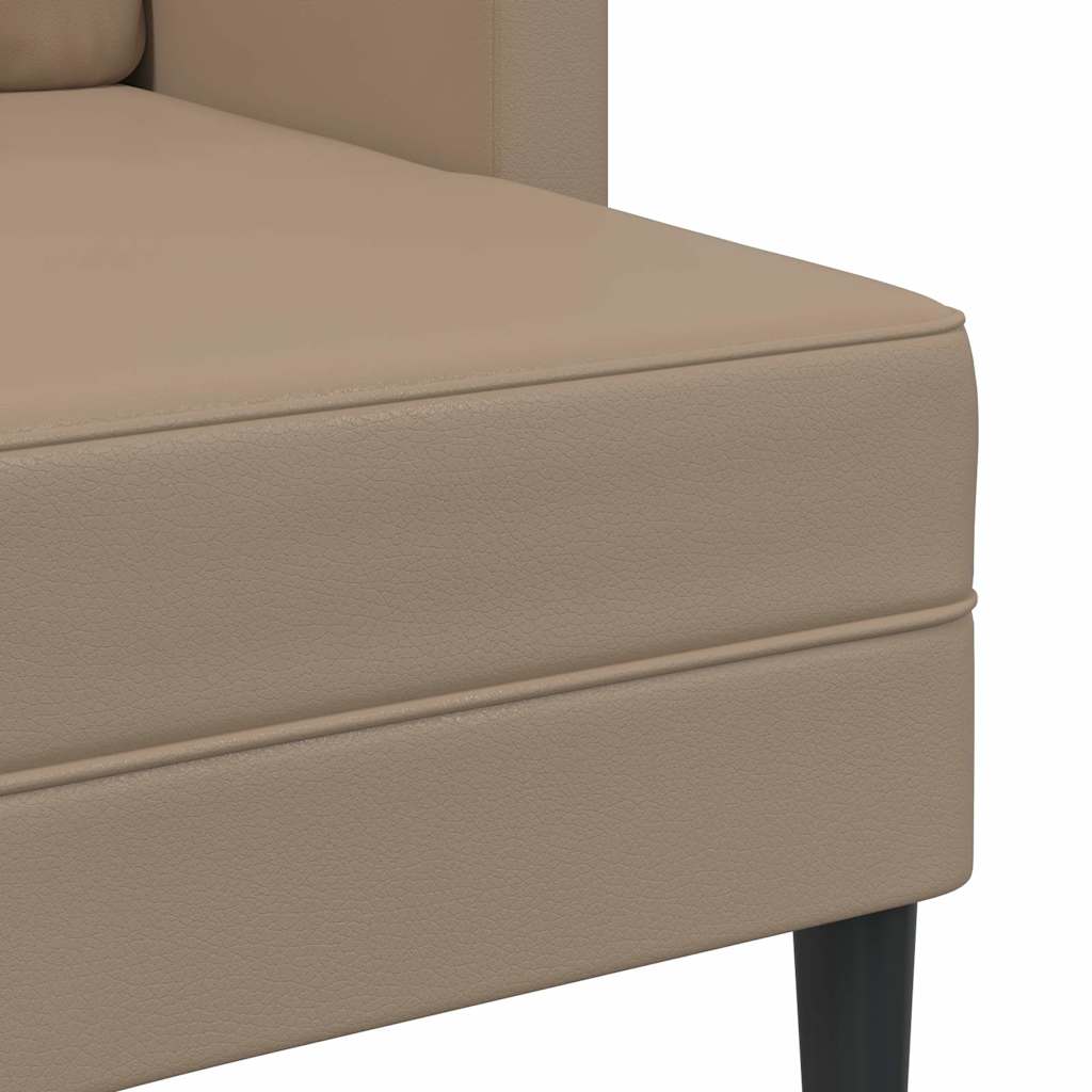 Divano 2 Posti con Chaise a L Cappuccino 125 cm in Similpelle | homemem39