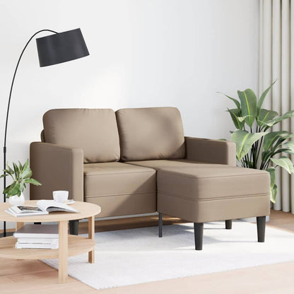 Divano 2 Posti con Chaise a L Cappuccino 125 cm in Similpelle | homemem39