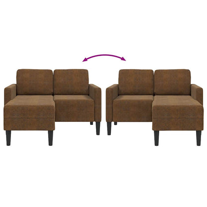 Divano 2 Posti con Chaise longue a L Marrone 125 cm Similpelle