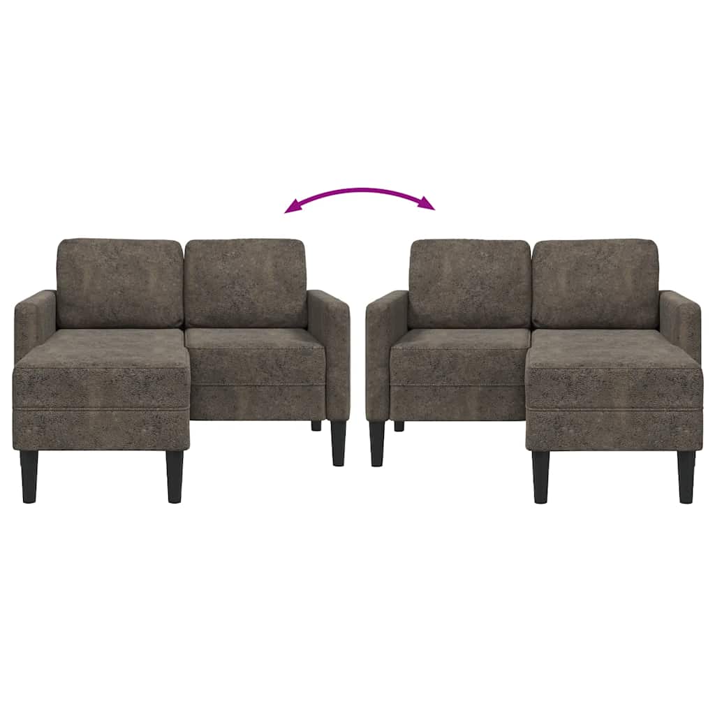 Divano 2 Posti con Chaise a L Grigio Scuro 125 cm in Similpelle | homemem39