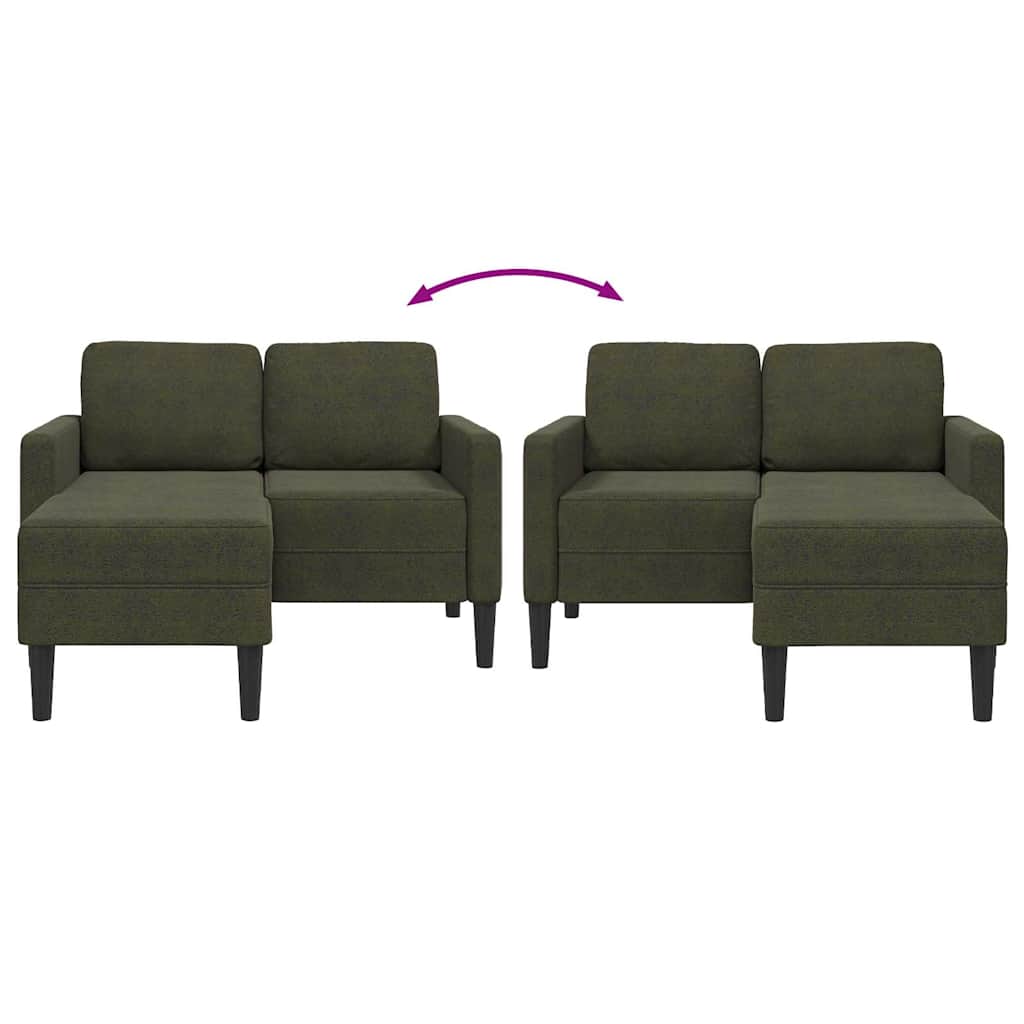 Divano 2 Posti con Chaise a L Verde Militare 125 cm Similpelle