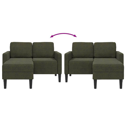 Divano 2 Posti con Chaise a L Verde Militare 125 cm Similpelle