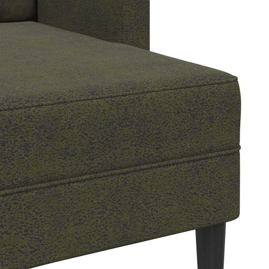 Divano 2 Posti con Chaise a L Verde Militare 125 cm Similpelle | homemem39