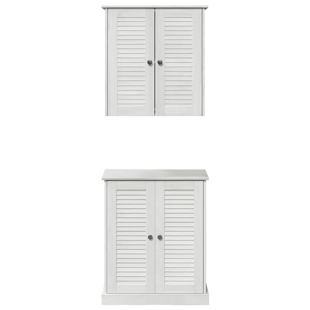 Set di mobili per il bagno 2 pcs Bianco e Bianco Antico