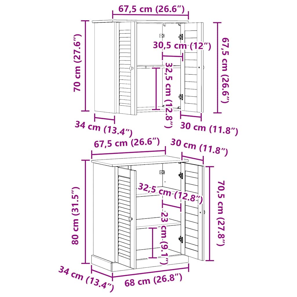 Set di mobili per il bagno 2 pcs Bianco e Bianco Antico
