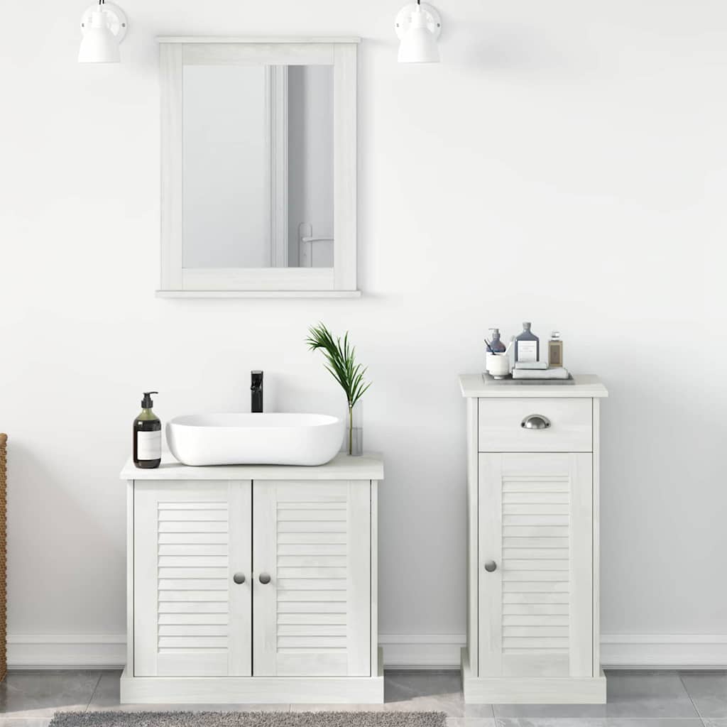 Set di mobili per il bagno 3 pcs Bianco Antico Pino massello | homemem39