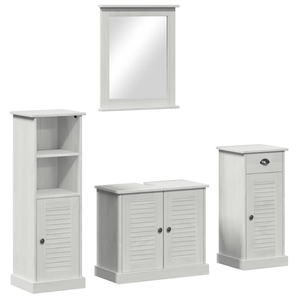 Set di mobili per il bagno 4 pcs Bianco Antico Pino massello | homemem39