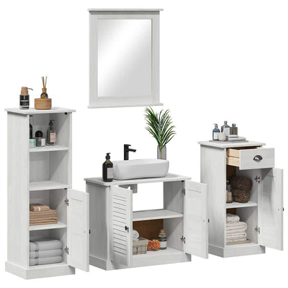 Set di mobili per il bagno 4 pcs Bianco Antico Pino massello | homemem39