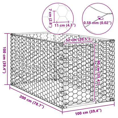 Cuccia per cani da esterno con porta 2x1x1 m in acciaio zincato