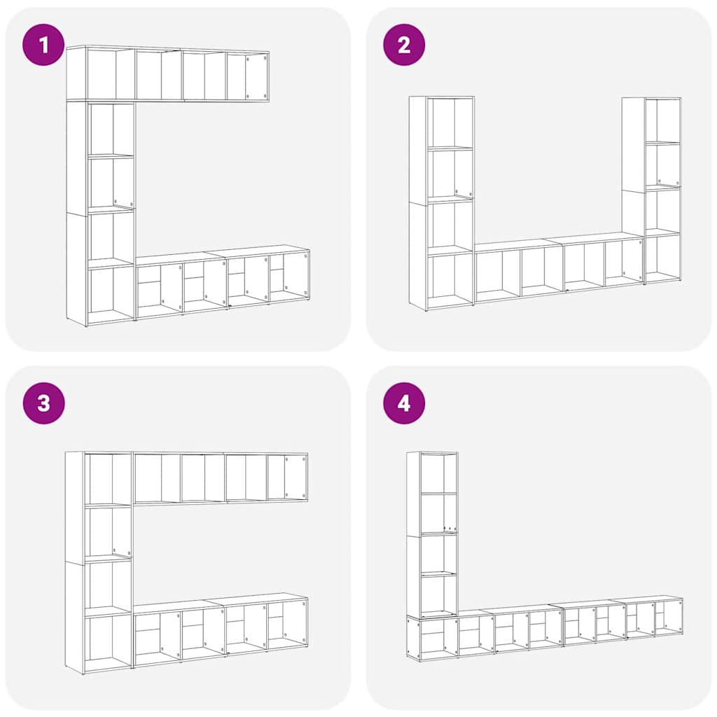 Librerie 3 pz Legno Antico in Legno Multistrato | homemem39
