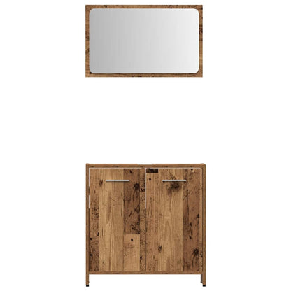 Set Mobili da Bagno 4 pz Legno Antico in Legno Multistrato