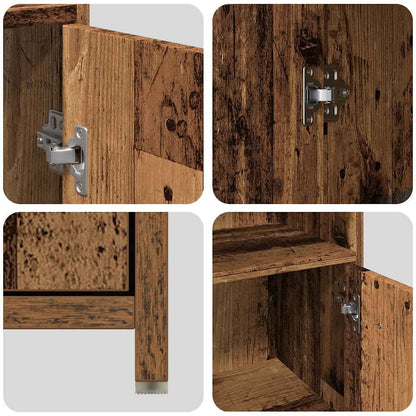 Set Mobili da Bagno 4 pz Legno Antico in Legno Multistrato