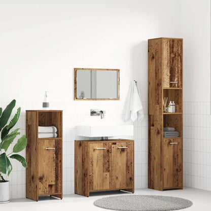 Set Mobili da Bagno 4 pz Legno Antico in Legno Multistrato