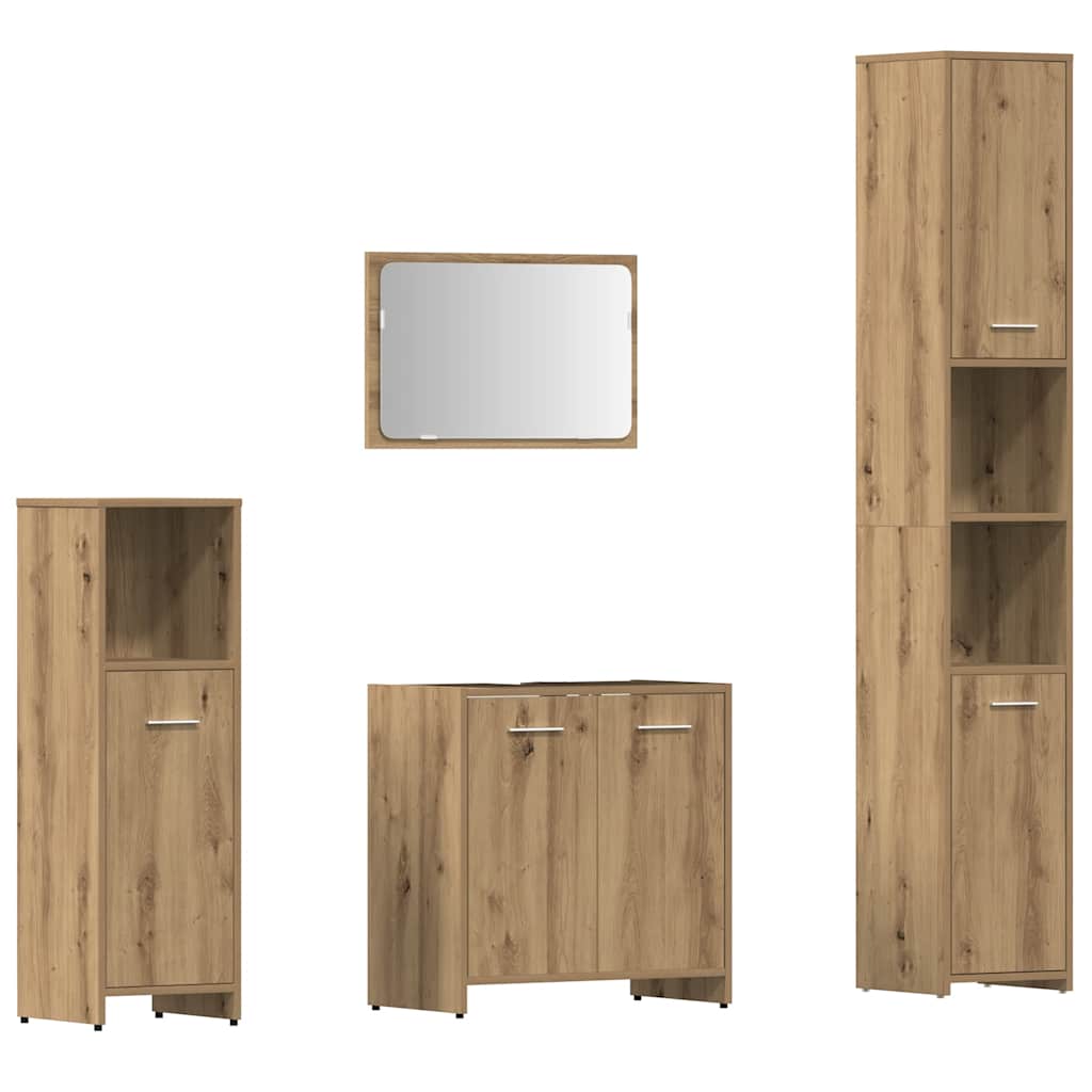 Set Mobili da Bagno 4 pz Rovere Artigianale Legno Multistrato | homemem39