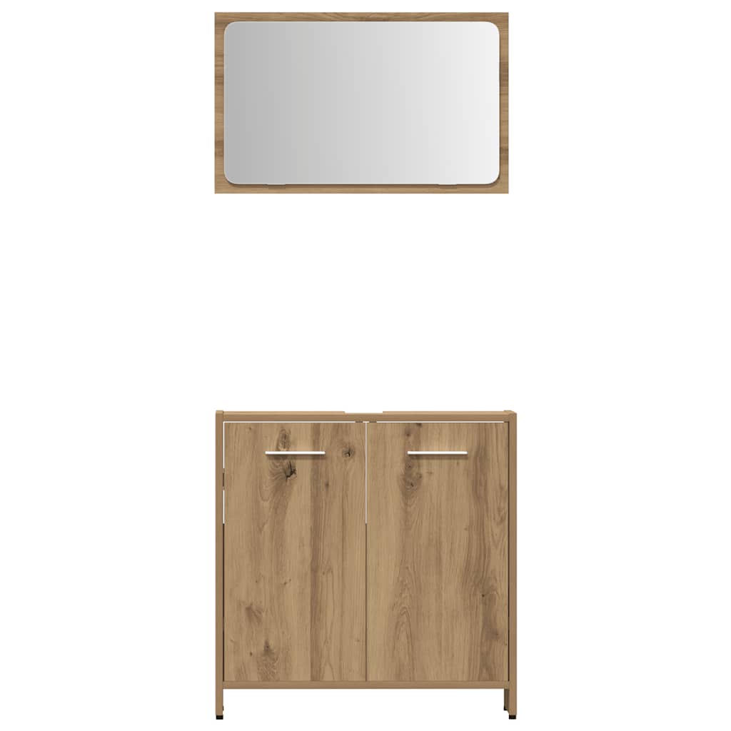 Set Mobili da Bagno 4 pz Rovere Artigianale Legno Multistrato | homemem39