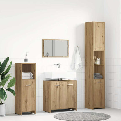 Set Mobili da Bagno 4 pz Rovere Artigianale Legno Multistrato | homemem39