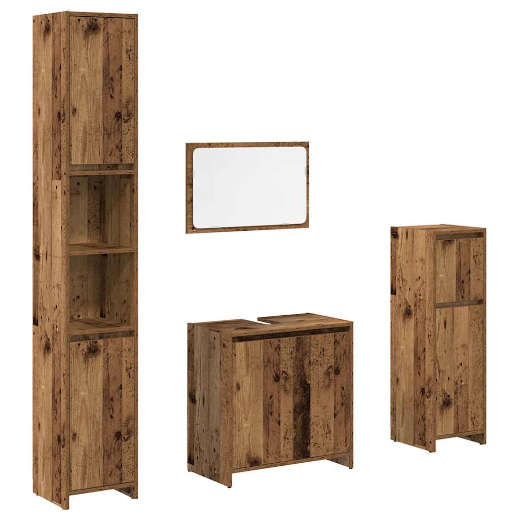 Set Mobili da Bagno 4 pz Legno Antico in Legno Multistrato | homemem39