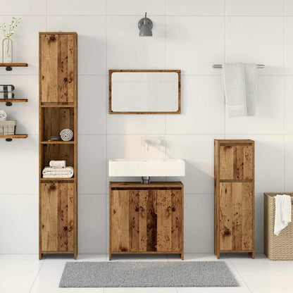 Set Mobili da Bagno 4 pz Legno Antico in Legno Multistrato | homemem39