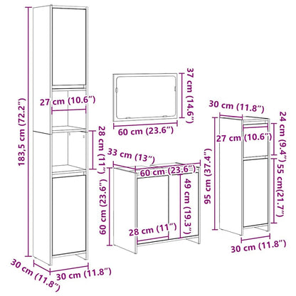 Set Mobili da Bagno 4 pz Legno Antico in Legno Multistrato | homemem39