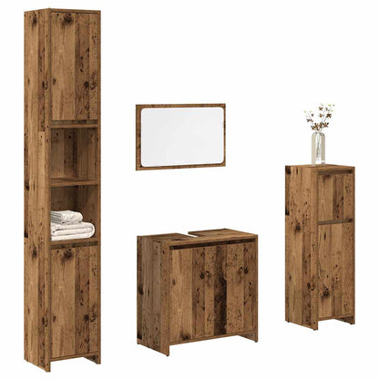 Set Mobili da Bagno 4 pz Legno Antico in Legno Multistrato | homemem39
