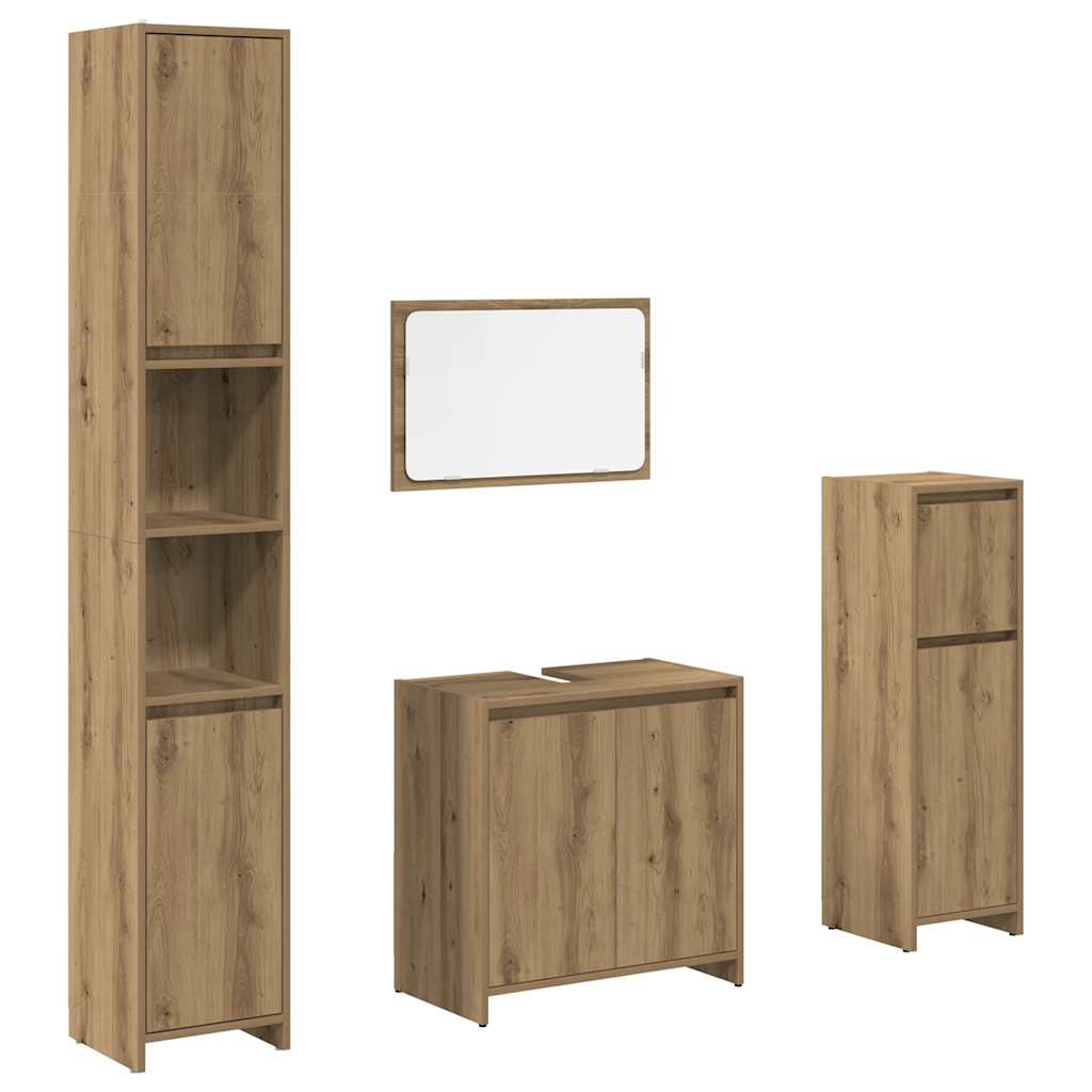 Set Mobili da Bagno 4 pz Rovere Artigianale Legno Multistrato