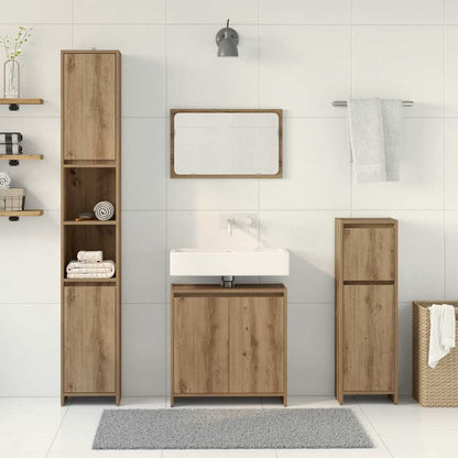 Set Mobili da Bagno 4 pz Rovere Artigianale Legno Multistrato