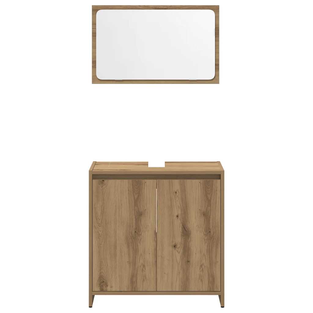 Set Mobili da Bagno 4 pz Rovere Artigianale Legno Multistrato