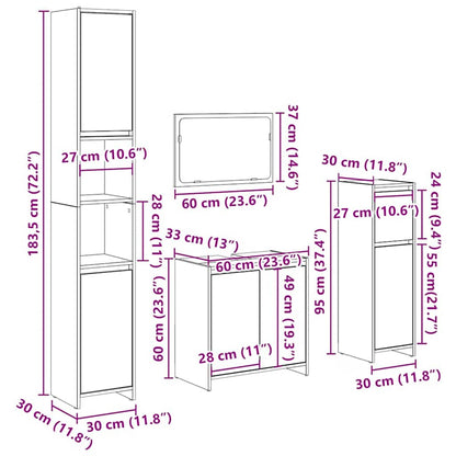 Set Mobili da Bagno 4 pz Rovere Artigianale Legno Multistrato