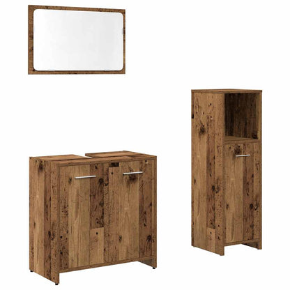 Set Mobili da Bagno 3 pz Legno Antico in Legno Multistrato | homemem39