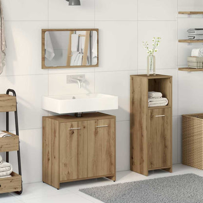 Set Mobili da Bagno 3 pz Rovere Artigianale Legno Multistrato | homemem39
